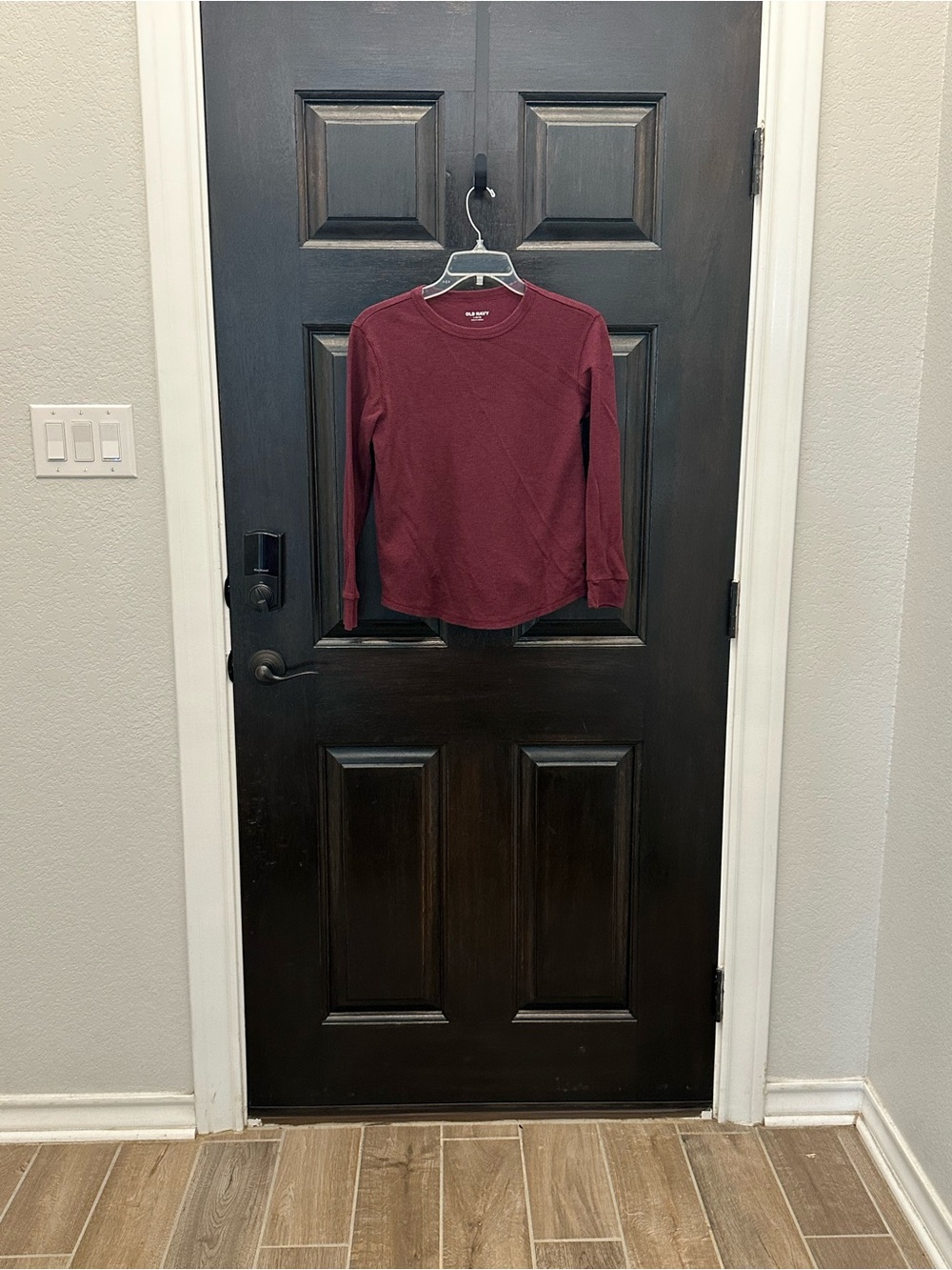 Old Navy Boys Long-Sleeve Waffle Crewneck Shirt - Burgundy Size L